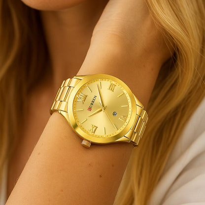 Gilded Grace – Minimalistische Dameshorloge in Goud en Zilver