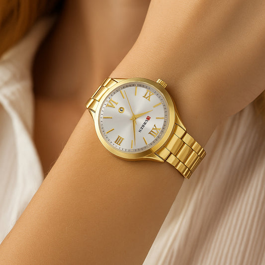 Gilded Grace – Minimalistische Dameshorloge in Goud en Zilver