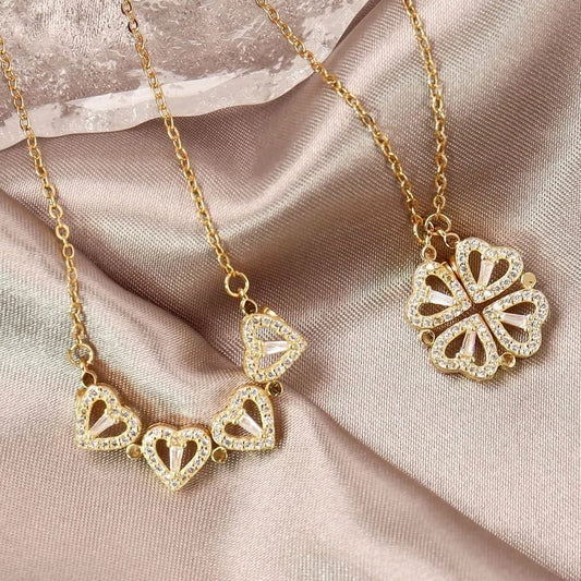 Golden Glow Layers – Heart, Star & Crystal Charm Necklace