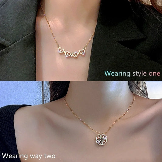 Golden Glow Layers – Heart, Star & Crystal Charm Necklace woman