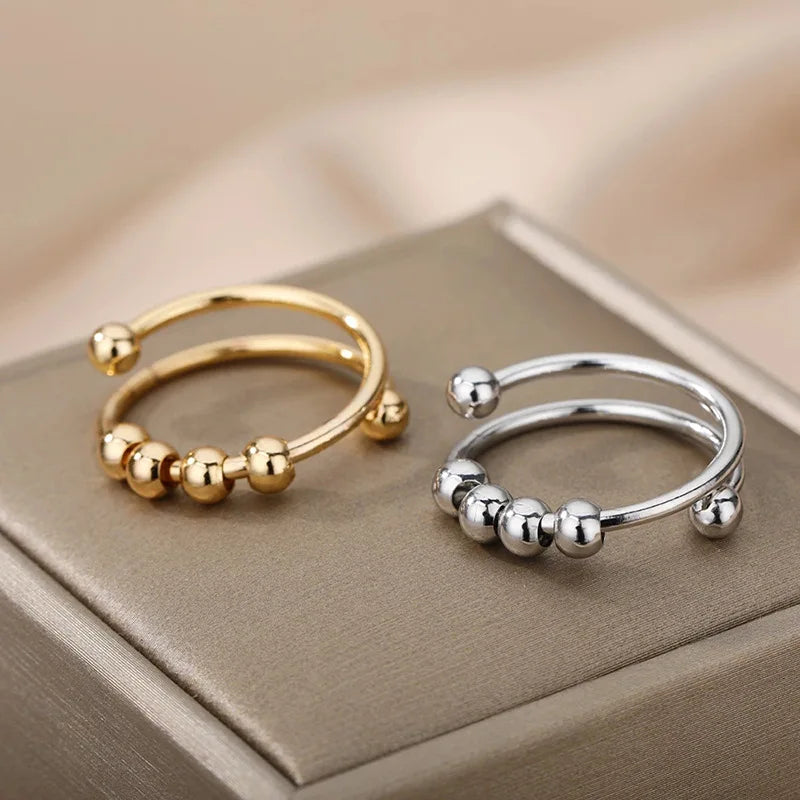 Golden Orbit – Adjustable Bead Ring closeup
