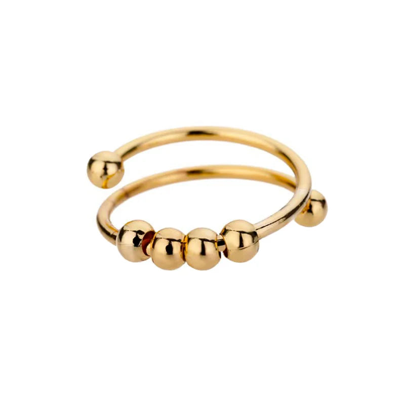 Golden Orbit – Adjustable Bead Ring golden