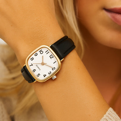 Aurora Femme™ Leren Dameshorloge – Klassiek Minimalistisch