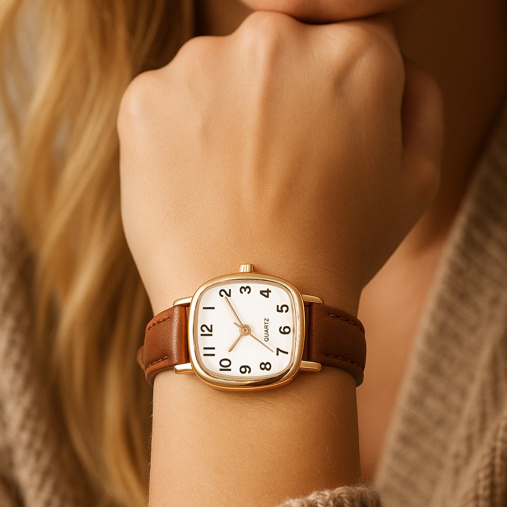 Aurora Femme™ Leren Dameshorloge – Klassiek Minimalistisch